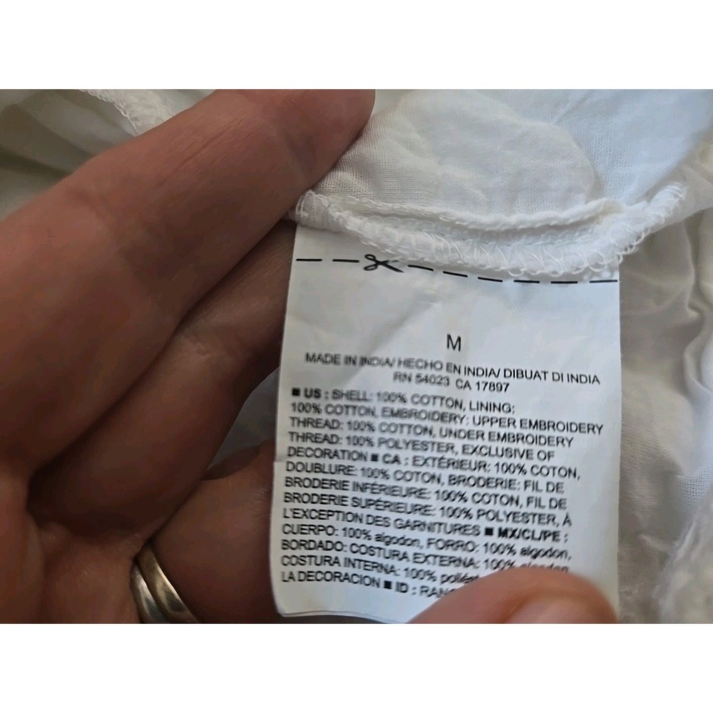 Old Navy Dress M White short Sleeve Midi Embroidered Lightweight cottage‎ Eyelet - Picture 11 of 12